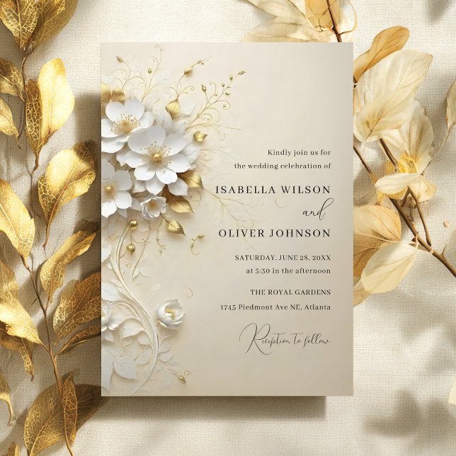 Golden Blossom Wedding Invitation Einladung (Von Creator hochgeladen)