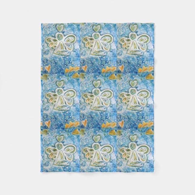 Golden Blue Angel Custom Soft Fleece Blanken (Vorderseite)