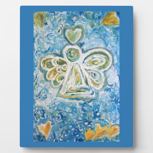 Golden Blue Angel Malerei Plaque Geschenk Fotoplatte (Vorderseite)