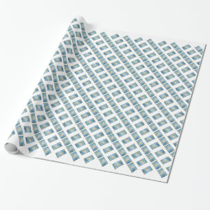 Golden Blue Angel Wrapping Paper Geschenkpapier