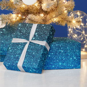 Golden Blue Black Glitzer Pattern Weihnachten Geschenkpapier