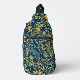Golden Blue Elegance Crossbody Bag