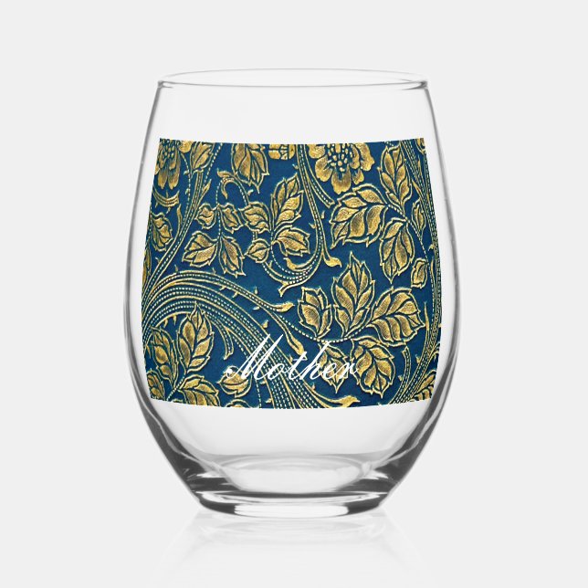 Golden Blue Elegante Trinkbehälter Set Weinglas Ohne Stiel (Vorderseite)