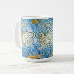 Golden Blue Guardian Angel Art Custom Coffee Cup Kaffeetasse