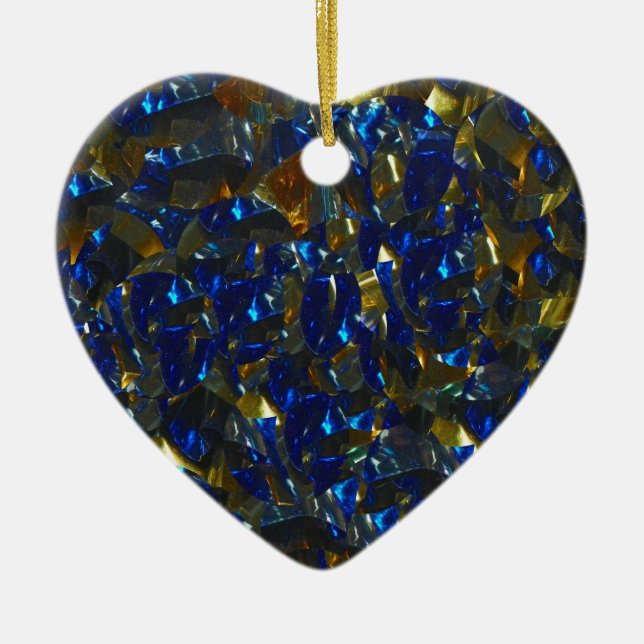 Golden Blue Herz Ornament (Vorne)