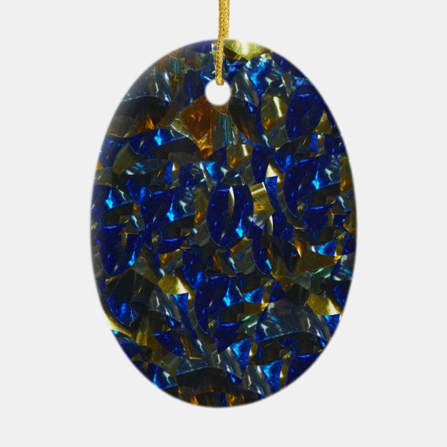 Golden Blue Oval Keramikornament (Vorne)