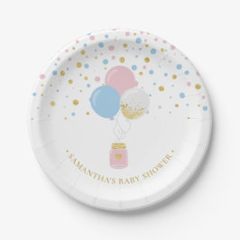 Golden, Blue & Pink Confetti Balloons 1. Geburtsta Pappteller