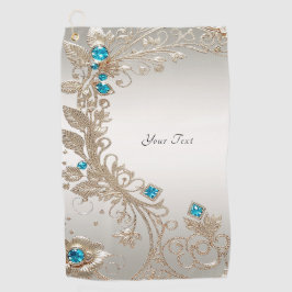Golden Blue Stones Golf Handtuch