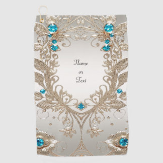Golden Blue Stones Golf Handtuch