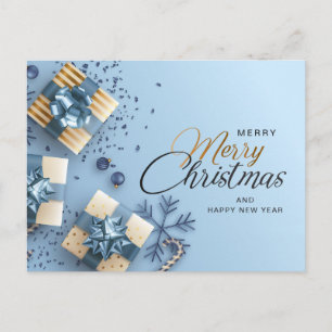 Golden Blue Weihnachts-Ornament Firmengrüße Feiertagspostkarte