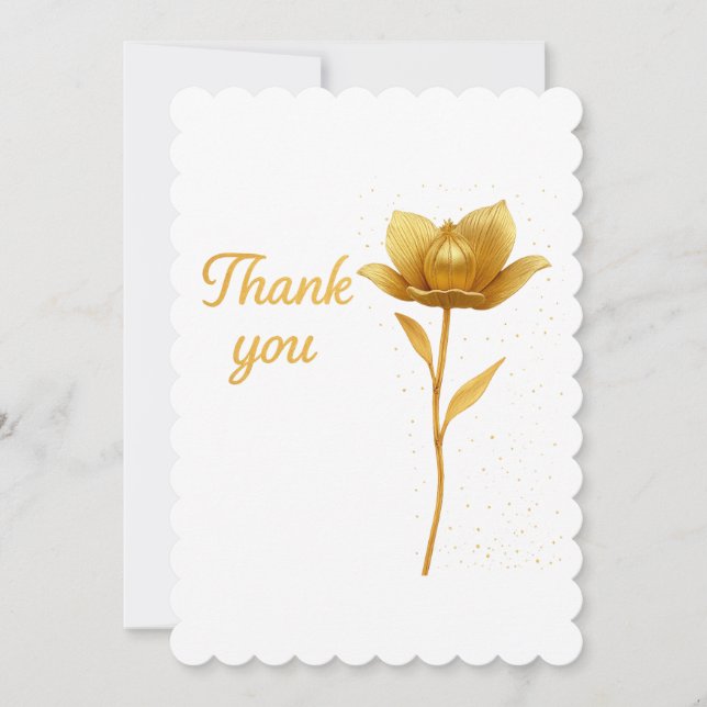 Golden Blume Flat Danke Karte (Vorderseite)
