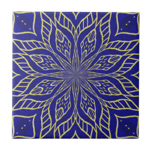 Golden Blume Mandala Fliese