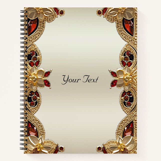 Golden Blume Red Gemstone Notebook Notizbuch (Vorderseite)