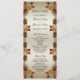 Golden Blume Red Gemstone Splendor Wedding Programm