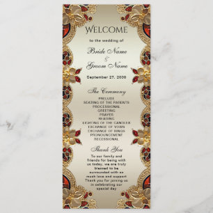 Golden Blume Red Gemstone Splendor Wedding Programm