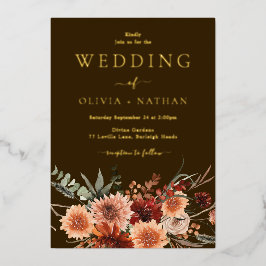 Golden Bohemisch Floral Wedding Gold Folieneinladung