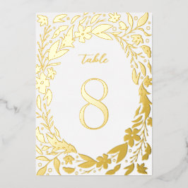 Golden Boho Blumengrenzgarten Tischnummern