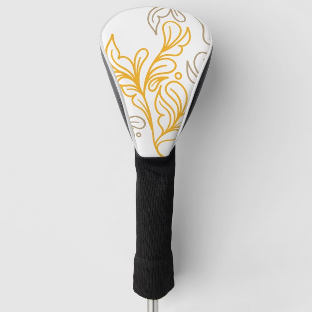 Golden Boho Leaf Design Golf Headcover (Vorderseite)