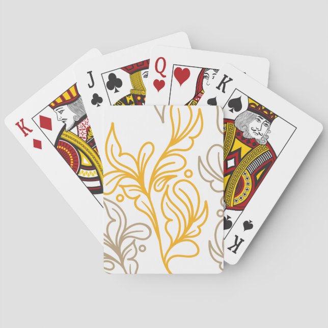 Golden Boho Leaf Design Spielkarten (Rückseite)