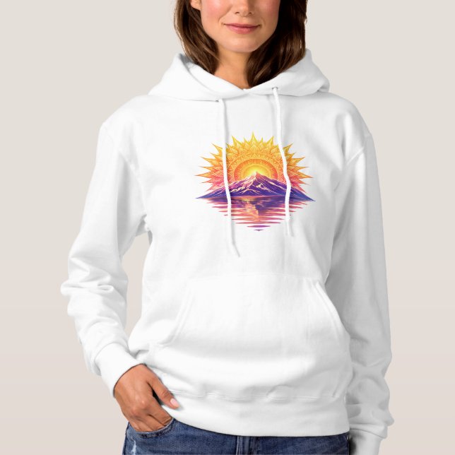 Golden Boho Mandala Sun Mountain Sunset Reflection Hoodie (Vorderseite)