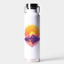 Golden Boho Mandala Sun Mountain Sunset Reflection Trinkflasche