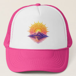 Golden Boho Mandala Sun Mountain Sunset Reflection Truckerkappe