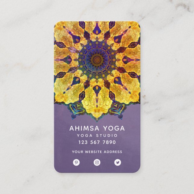 Golden Boho Mandala Visitenkarte (Vorderseite)
