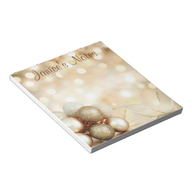Golden Bokeh Ornament Balls Notizblock (angewinkelt)