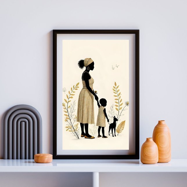Golden Bond: Mother and Child with Deer Poster (Von Creator hochgeladen)