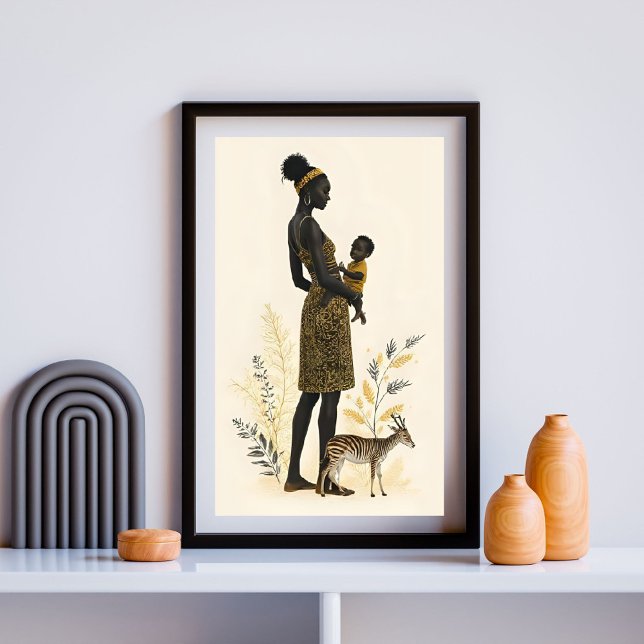 Golden Bond: Mother and Child with Zebra  Poster (Von Creator hochgeladen)