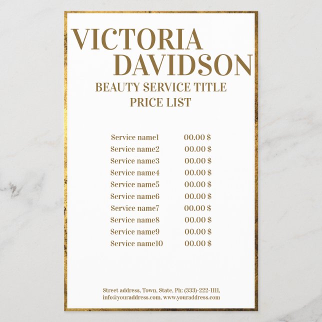 Golden Border Luxury Price List Flyer (Vorne)