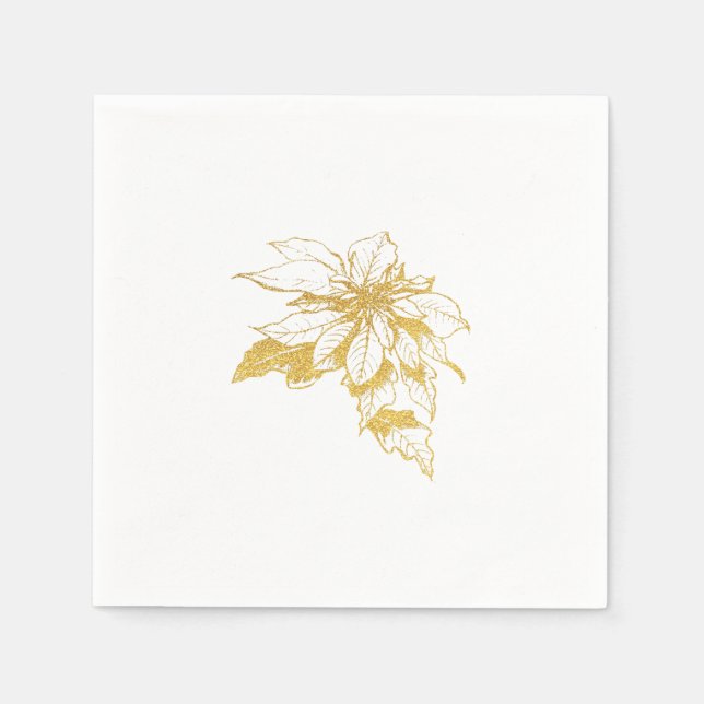 Golden Botanic Holiday Poinsettia Serviette (Vorderseite)