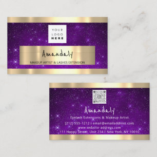 Golden Boutique Shop QR CODE Logo Lila Stars Visitenkarte
