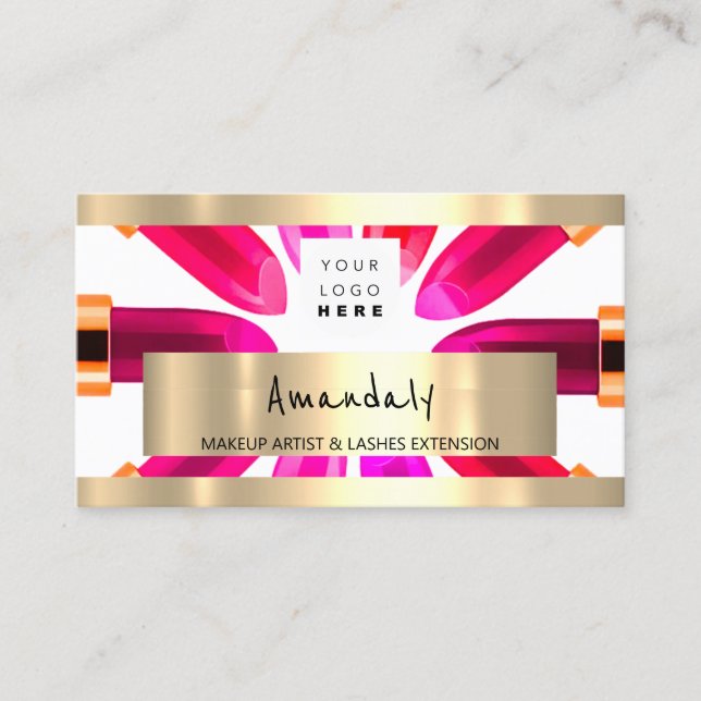 Golden Boutique Shop QR CODE Logo Makeust Artist Visitenkarte (Vorderseite)