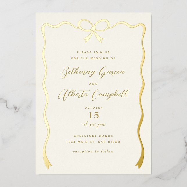 Golden Bow Foil Einladung (Vorderseite)