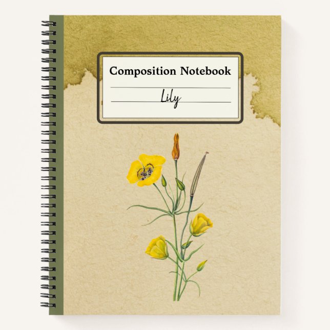 Golden Bowl Mariposa Blume Personalisiert Comp Notizbuch (Vorderseite)