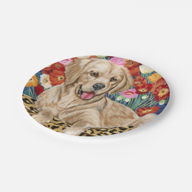 Golden Boy Retriever Pappteller (Schrägansicht)