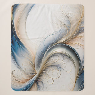 Golden Breeze Sanfte Blaue und Goldene Fließende K Sherpadecke