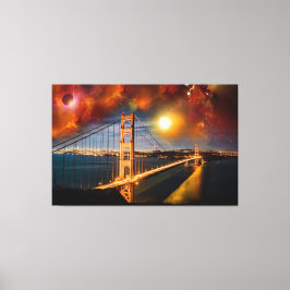 Golden Bridge Fantasy Landschaft Leinwanddruck