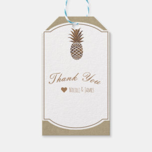 Golden Bronze Ananas Kraft Natural Tropical Geschenkanhänger