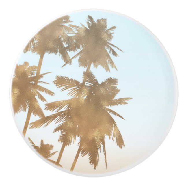 Golden Bronze Palms Beach Ombre Palmen Chic Keramikknauf (Vorderseite)