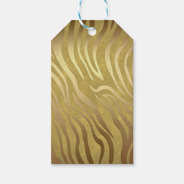 Golden Bronze Zebra Print Jungle Safari Glam Geschenkanhänger (Vorderseite)