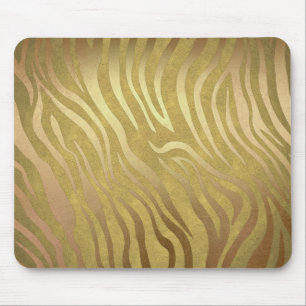 Golden Bronze Zebra Print Jungle Safari Glam Mousepad
