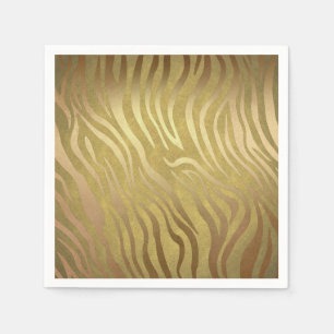 Golden Bronze Zebra Print Jungle Safari Glam Serviette