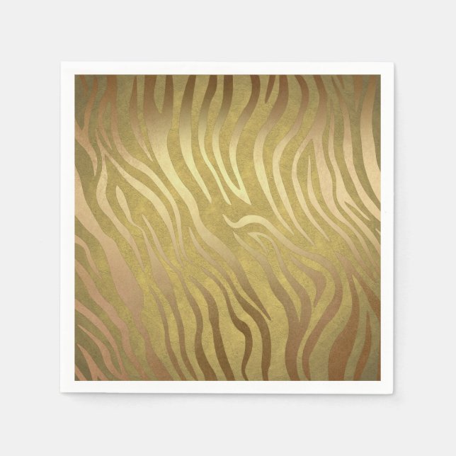 Golden Bronze Zebra Print Jungle Safari Glam Serviette (Vorderseite)