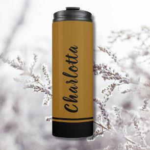 Golden Brown Black Elegante Minimal maßgeschneider Thermosbecher