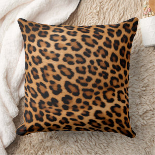 Golden Brown Black Leopard Cat Kissen