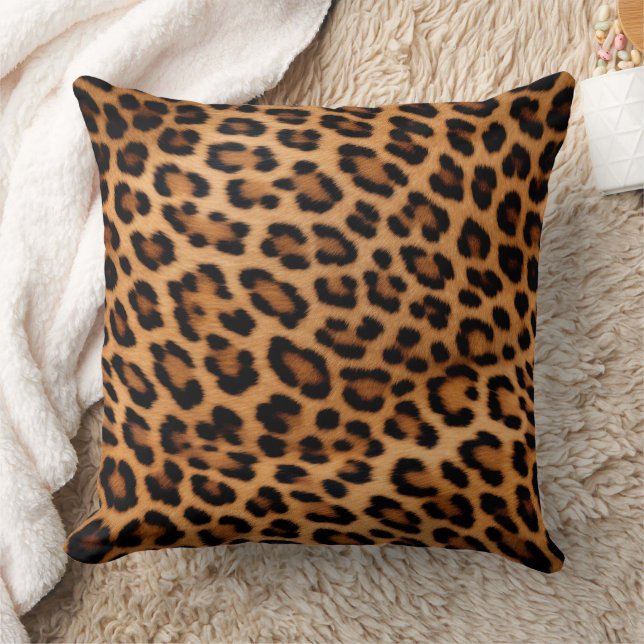 Golden Brown Black Leopard Cat Kissen (Decke)