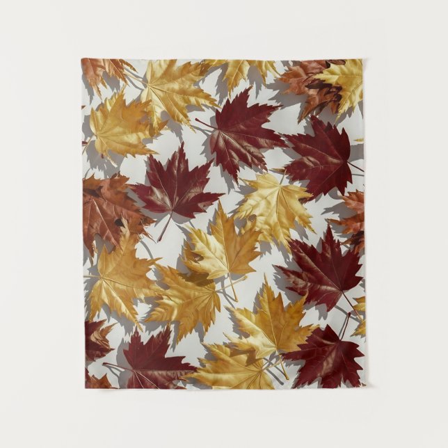 Golden Brown Maple Leaf Muster Wandteppich (Vorderseite)