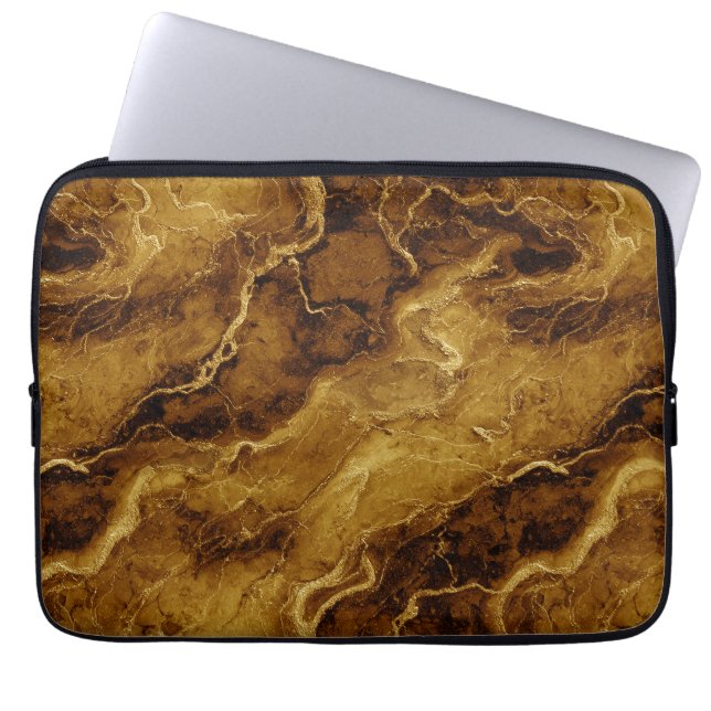 Golden Brown Marmor Texture Laptopschutzhülle (Vorderseite)